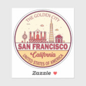 Skyline Emblem in San Francisco, Kalifornien Aufkleber (Blatt)