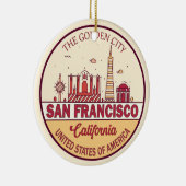 Skyline Emblem in San Francisco, Kalifornien Keramik Ornament (Rechts)