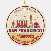 Skyline Emblem in San Francisco, Kalifornien Keramik Ornament (Hinten)