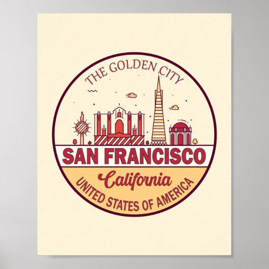 Skyline Emblem in San Francisco, Kalifornien Poster (Vorne)