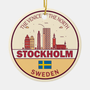 Skyline-Emblem in Stockholm Keramik Ornament