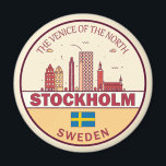 Skyline-Emblem in Stockholm Magnet<br><div class="desc">Stockholm minimalistisches,  farbenfrohes Kunstdesign mit Sehenswürdigkeiten und Sehenswürdigkeiten der Stadt in Schweden.</div>