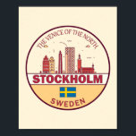 Skyline-Emblem in Stockholm Poster<br><div class="desc">Stockholm minimalistisches,  farbenfrohes Kunstdesign mit Sehenswürdigkeiten und Sehenswürdigkeiten der Stadt in Schweden.</div>