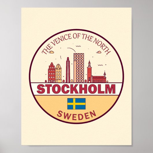 Skyline-Emblem in Stockholm Poster (Vorne)