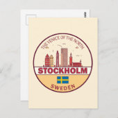Skyline-Emblem in Stockholm Postkarte (Vorne/Hinten)