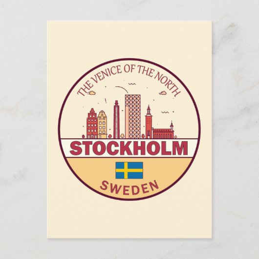 Skyline-Emblem in Stockholm Postkarte (Vorderseite)