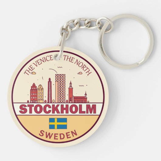 Skyline-Emblem in Stockholm Schlüsselanhänger (Rückseite)