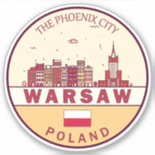 Skyline-Emblem in Warschau Aufkleber (Vorderseite)