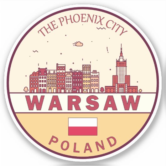 Skyline-Emblem in Warschau Aufkleber (Vorderseite)