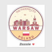 Skyline-Emblem in Warschau Aufkleber (Blatt)