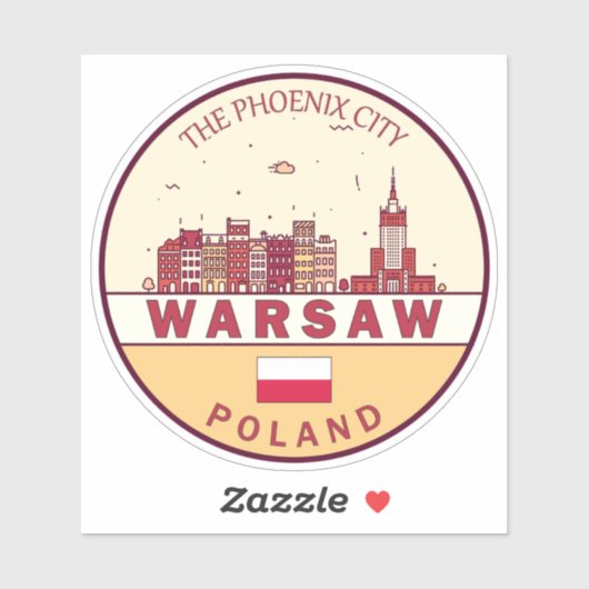 Skyline-Emblem in Warschau Aufkleber (Blatt)