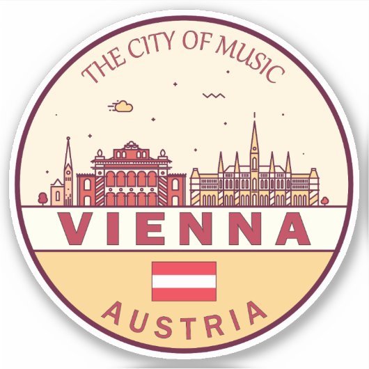 Skyline-Emblem in Wien Aufkleber (Vorderseite)