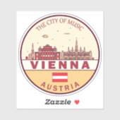 Skyline-Emblem in Wien Aufkleber (Blatt)