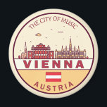 Skyline-Emblem in Wien Magnet<br><div class="desc">Wien minimalistisches,  farbenfrohes Kunstdesign mit Denkmälern und Sehenswürdigkeiten der Stadt in Österreich.</div>