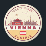 Skyline-Emblem in Wien Magnet<br><div class="desc">Wien minimalistisches,  farbenfrohes Kunstdesign mit Denkmälern und Sehenswürdigkeiten der Stadt in Österreich.</div>