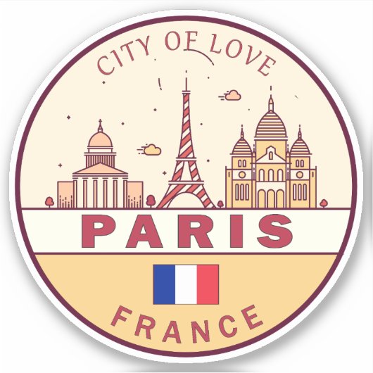 Skyline-Emblem Paris-Frankreich Aufkleber (Vorderseite)