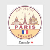 Skyline-Emblem Paris-Frankreich Aufkleber (Blatt)