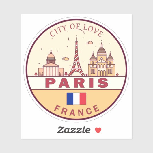 Skyline-Emblem Paris-Frankreich Aufkleber (Blatt)