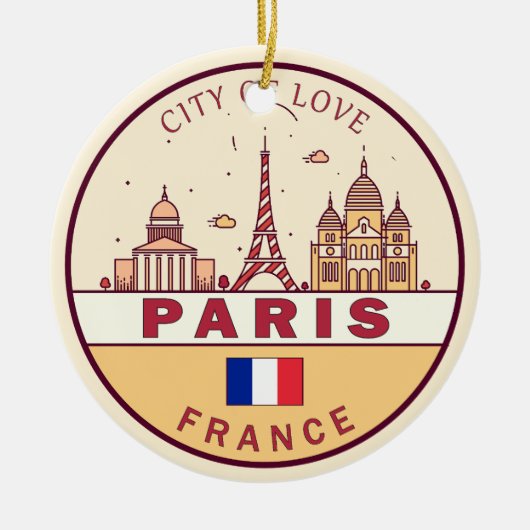 Skyline-Emblem Paris-Frankreich Keramik Ornament (Vorne)