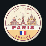 Skyline-Emblem Paris-Frankreich Magnet<br><div class="desc">Paris minimalistisches,  farbenfrohes Kunstdesign mit Denkmälern und Sehenswürdigkeiten der Stadt in Frankreich.</div>