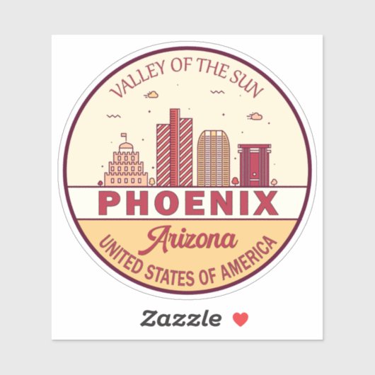 Skyline-Emblem Phoenix Arizona City Aufkleber (Blatt)