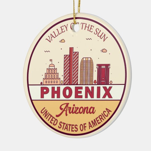 Skyline-Emblem Phoenix Arizona City Keramik Ornament (Links)