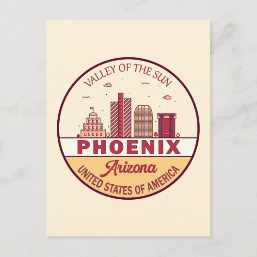 Skyline-Emblem Phoenix Arizona City Postkarte (Vorderseite)