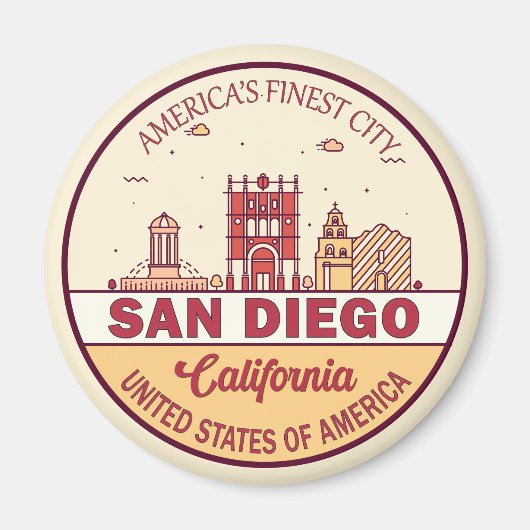 Skyline Emblem San Diego California Magnet (Vorne)