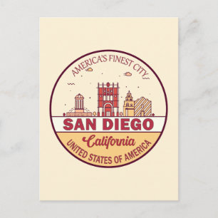 Skyline Emblem San Diego California Postkarte