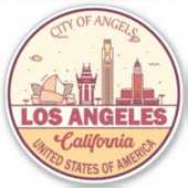Skyline Emblem von Los Angeles California Aufkleber (Vorderseite)