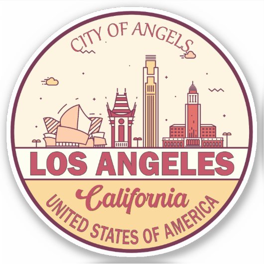 Skyline Emblem von Los Angeles California Aufkleber (Vorderseite)