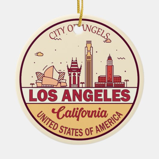 Skyline Emblem von Los Angeles California Keramik Ornament (Vorne)