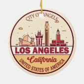 Skyline Emblem von Los Angeles California Keramik Ornament (Hinten)