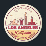 Skyline Emblem von Los Angeles California Magnet<br><div class="desc">Los Angeles minimalistisches,  farbenfrohes Kunstdesign mit Denkmälern und Sehenswürdigkeiten der Stadt in Kalifornien.</div>