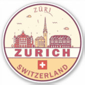 Skyline-Emblem Zürich Schweiz Aufkleber (Vorderseite)