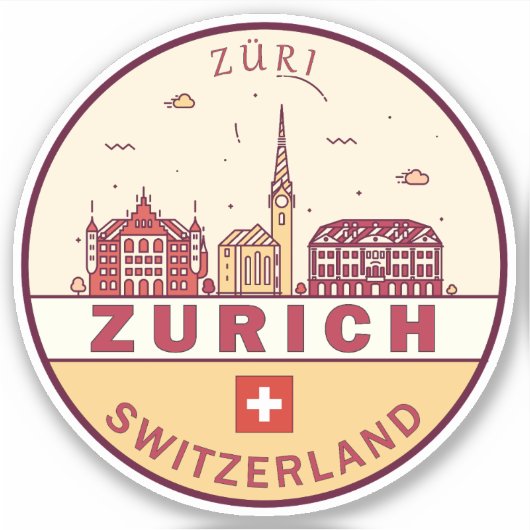 Skyline-Emblem Zürich Schweiz Aufkleber (Vorderseite)