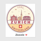 Skyline-Emblem Zürich Schweiz Aufkleber (Blatt)
