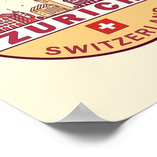 Skyline-Emblem Zürich Schweiz Poster (Ecke)