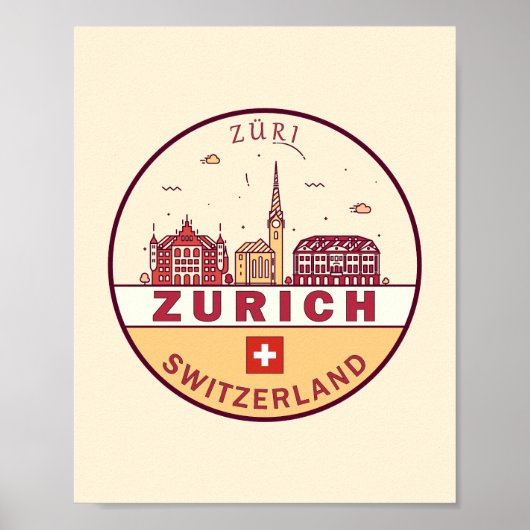 Skyline-Emblem Zürich Schweiz Poster (Vorne)