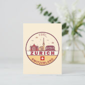 Skyline-Emblem Zürich Schweiz Postkarte (Stehend Vorderseite)
