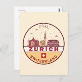 Skyline-Emblem Zürich Schweiz Postkarte (Vorne/Hinten)