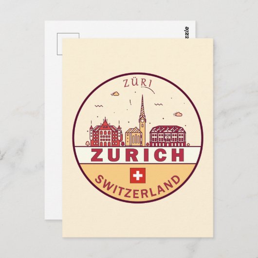 Skyline-Emblem Zürich Schweiz Postkarte (Vorne/Hinten)