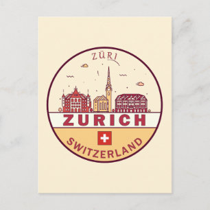 Skyline-Emblem Zürich Schweiz Postkarte