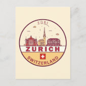 Skyline-Emblem Zürich Schweiz Postkarte (Vorderseite)
