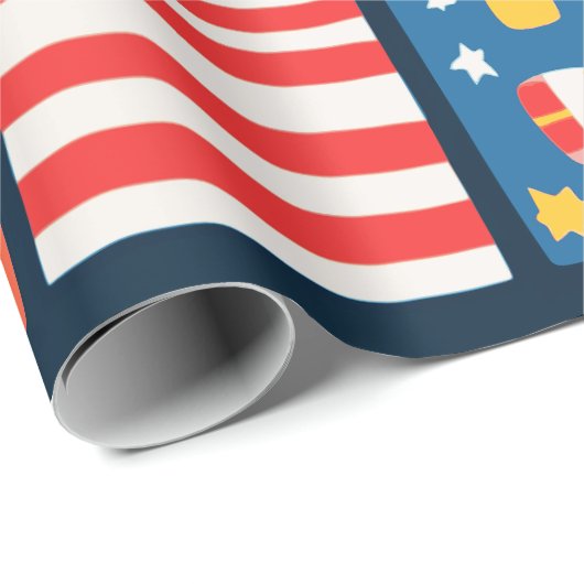 Skyline Fireworks Night Sky Geschenkpapier (Rolleneckpunkt)