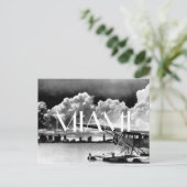 Skyline-Flugzeug von Miami, Schwarzweiß-Foto Postkarte (Stehend Vorderseite)