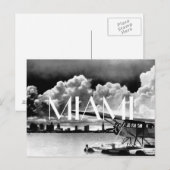 Skyline-Flugzeug von Miami, Schwarzweiß-Foto Postkarte (Vorne/Hinten)