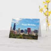 Skyline-Foto Chicago City Birthday Karte (Gelbe Blume)