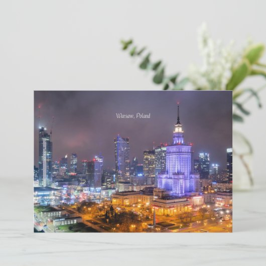 Skyline-Foto in Warschau, Polen, Karte (Stehend Vorderseite)