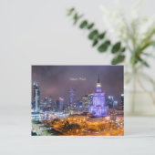 Skyline-Foto in Warschau, Polen, Postkarte (Stehend Vorderseite)